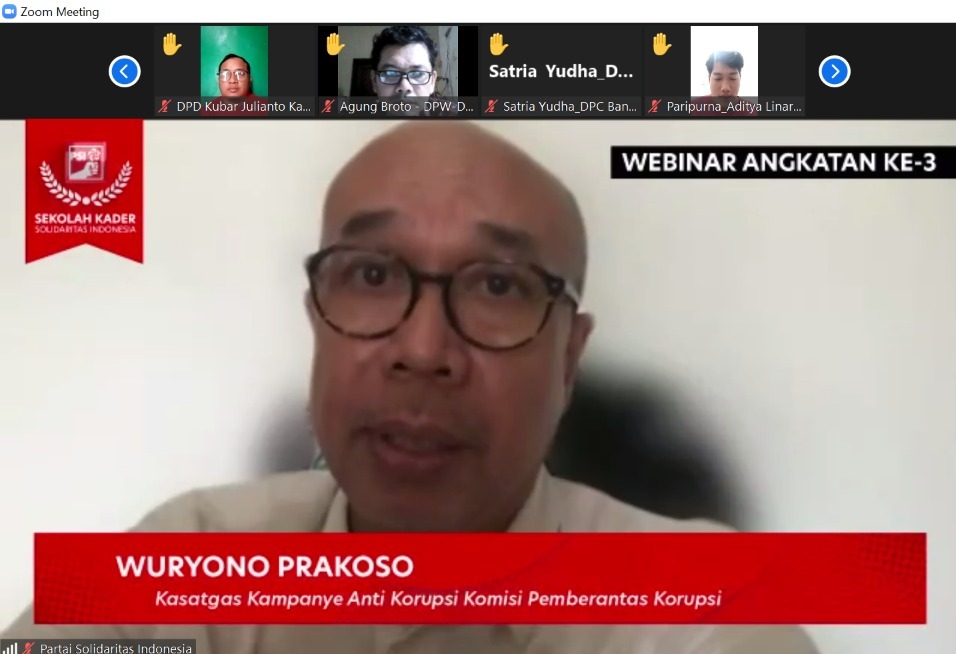 Hadiri Webinar Sekolah Kader Angkatan Ketiga, Pejabat KPK Puji PSI